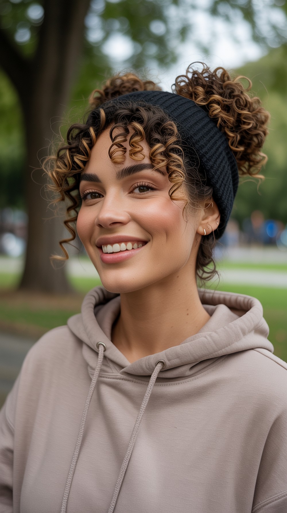 Curly Puff Nape Buns