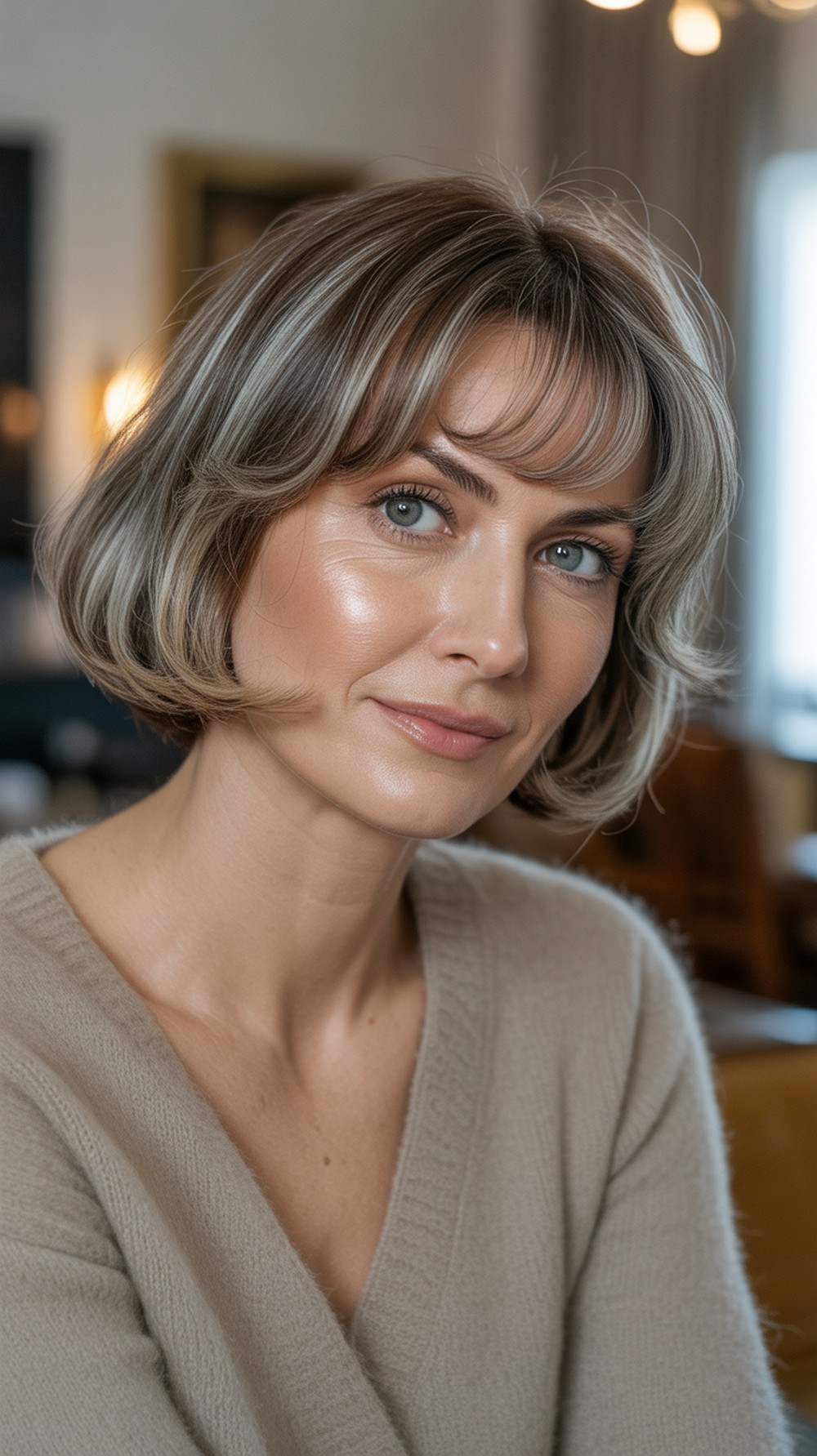 Feathered Bob with Curtain Bangs