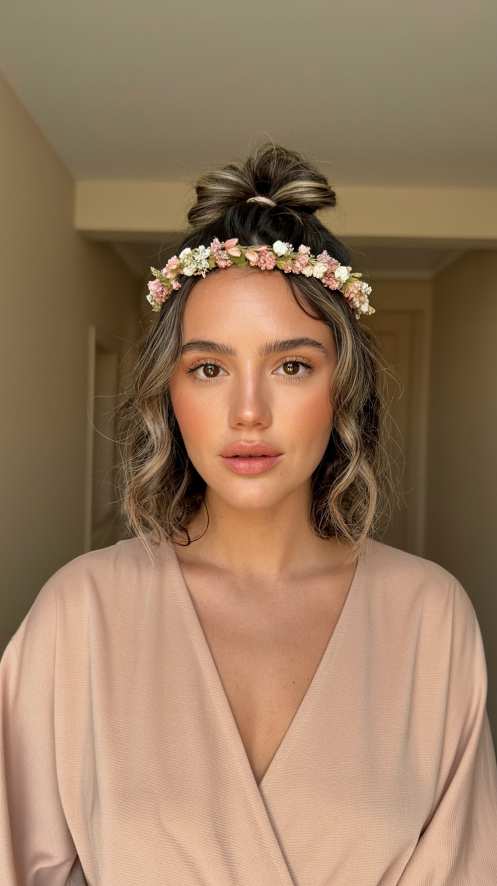Half Up Crown with Mini Blooms