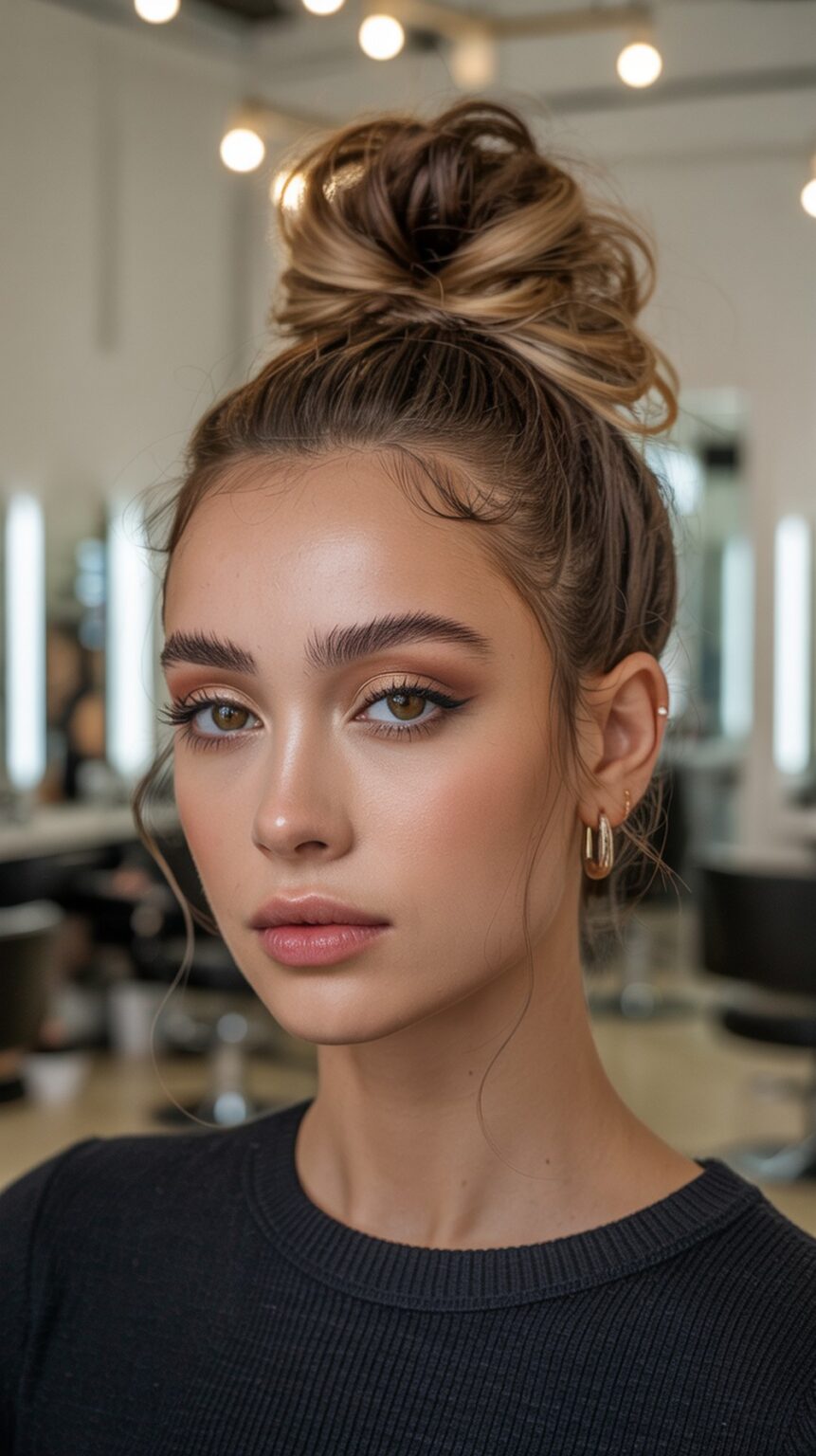 High Rise Bun 15 Messy Bun Hairstyle Ideas - Daily Hair Flow