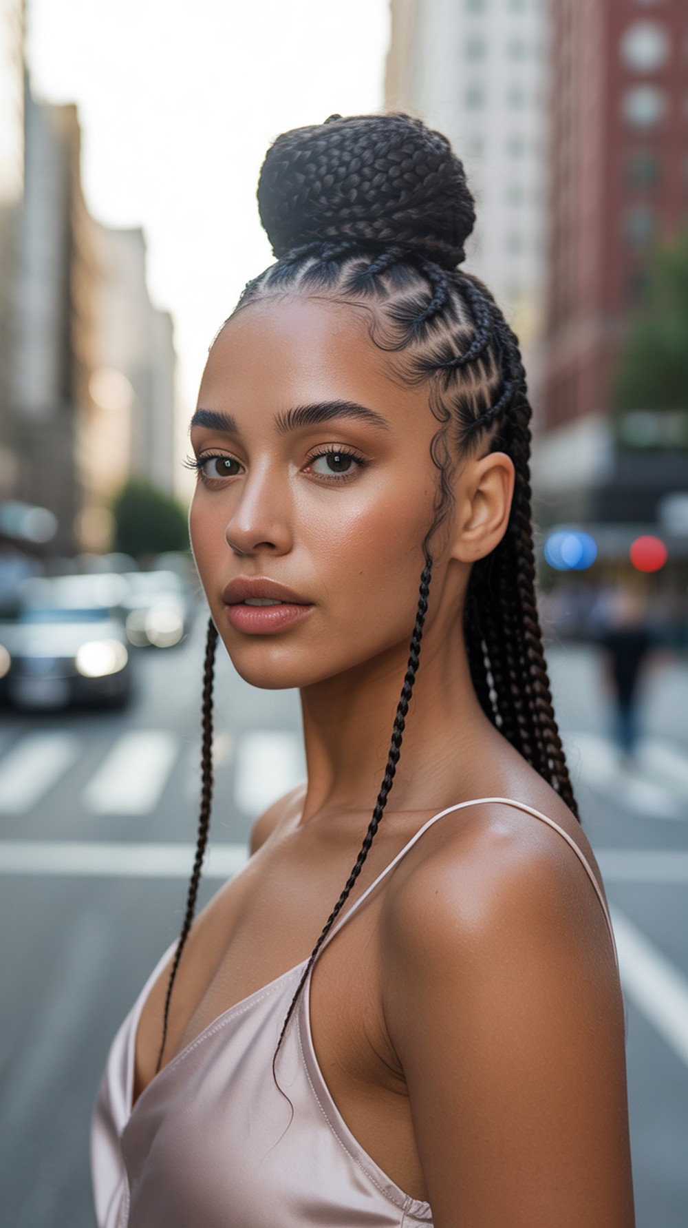 Micro Braid Top Knot with Tendrils