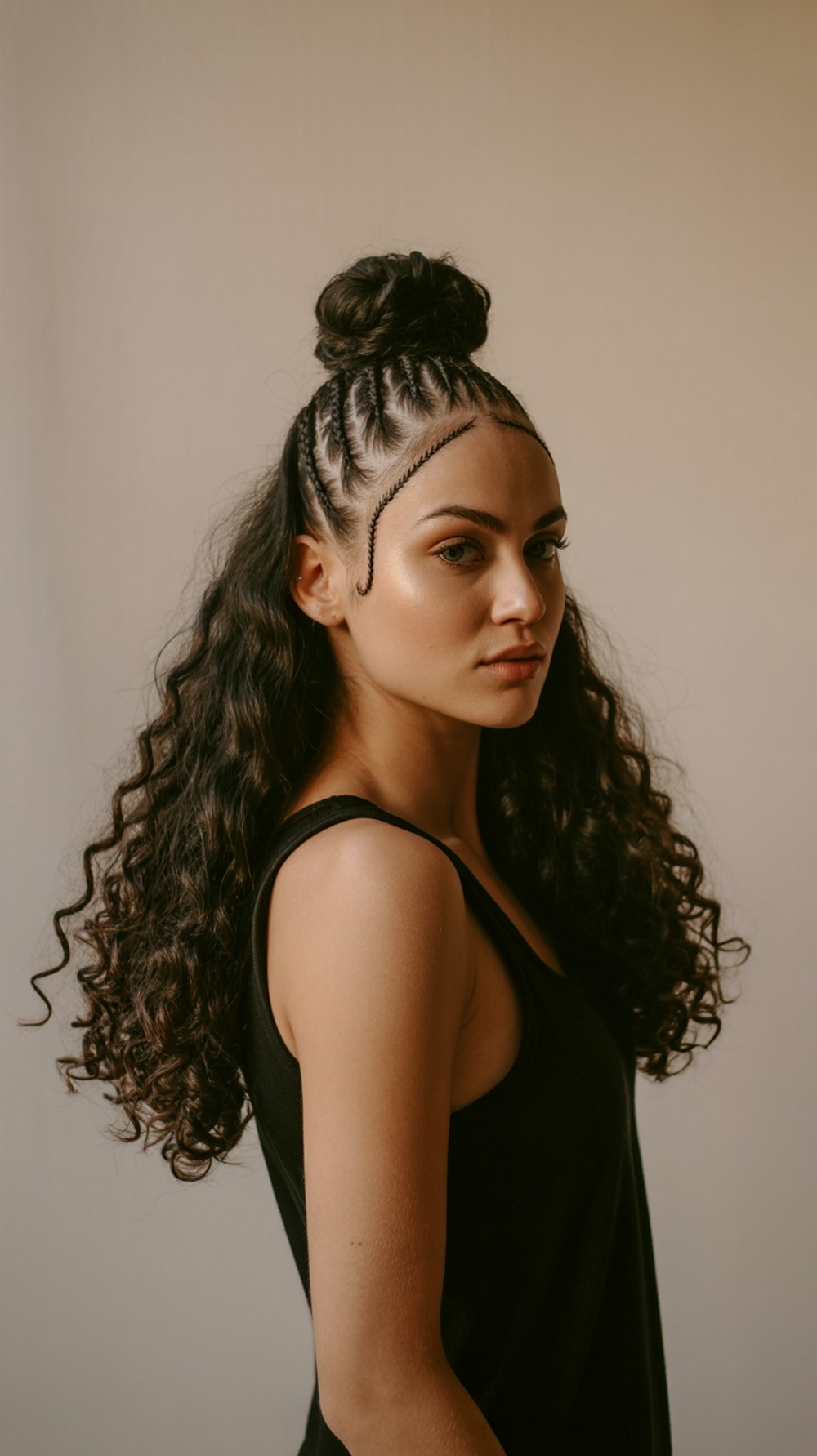 Micro Braids into High Bun