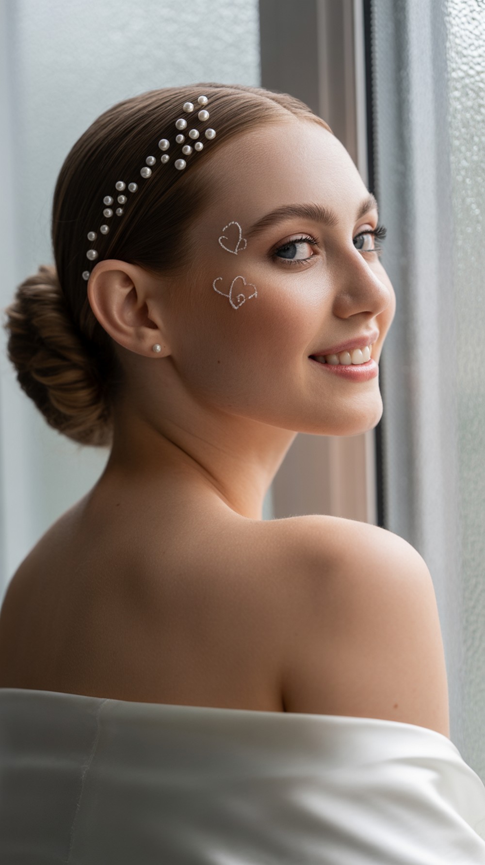 Pearl Studded Low Twisted Bun
