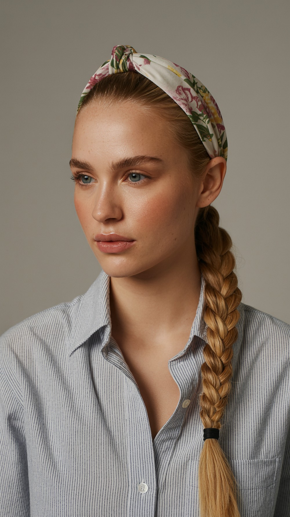 Rope Braid Pony + Floral Wrap