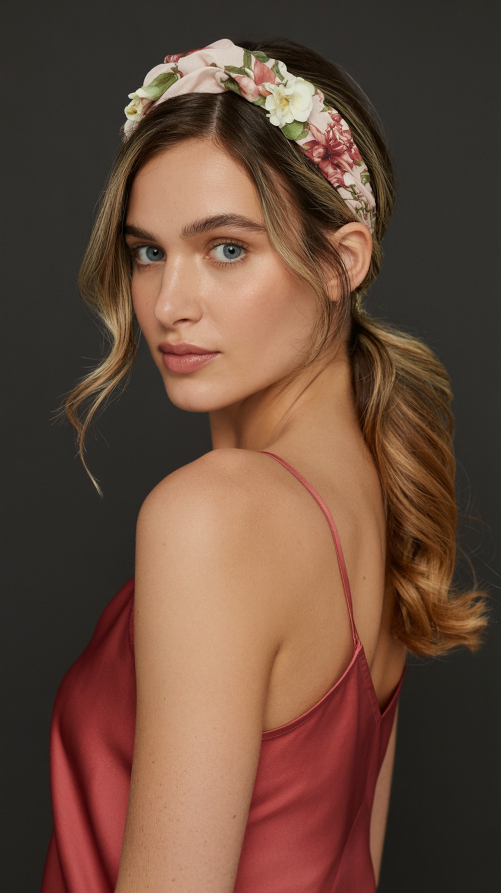 Side Swept Loose Waves + Garden Band