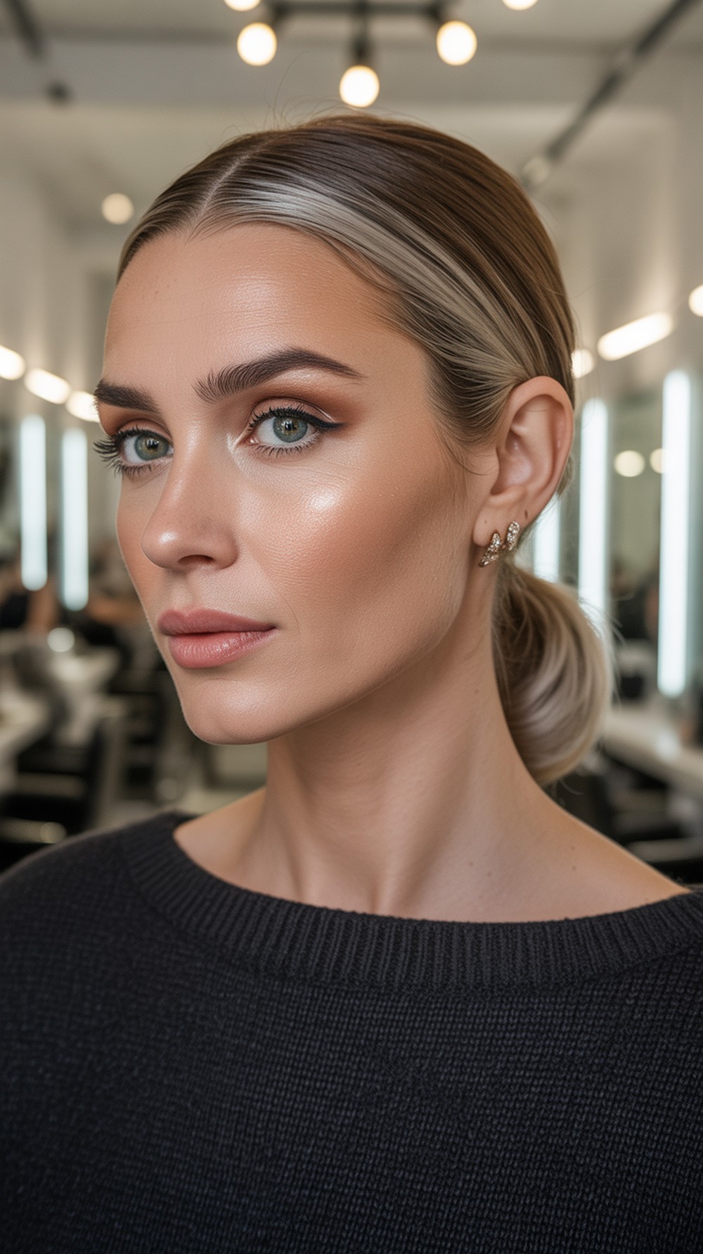 Sleek Low Pony with Wrapped Base