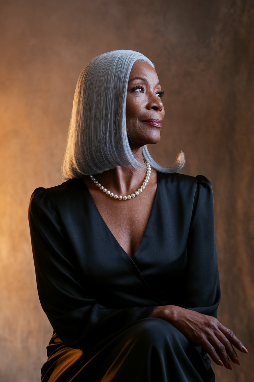 Sleek Silver-Blend Lob