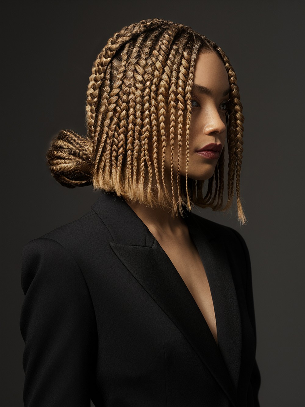 Stitch Braids into Low Bun