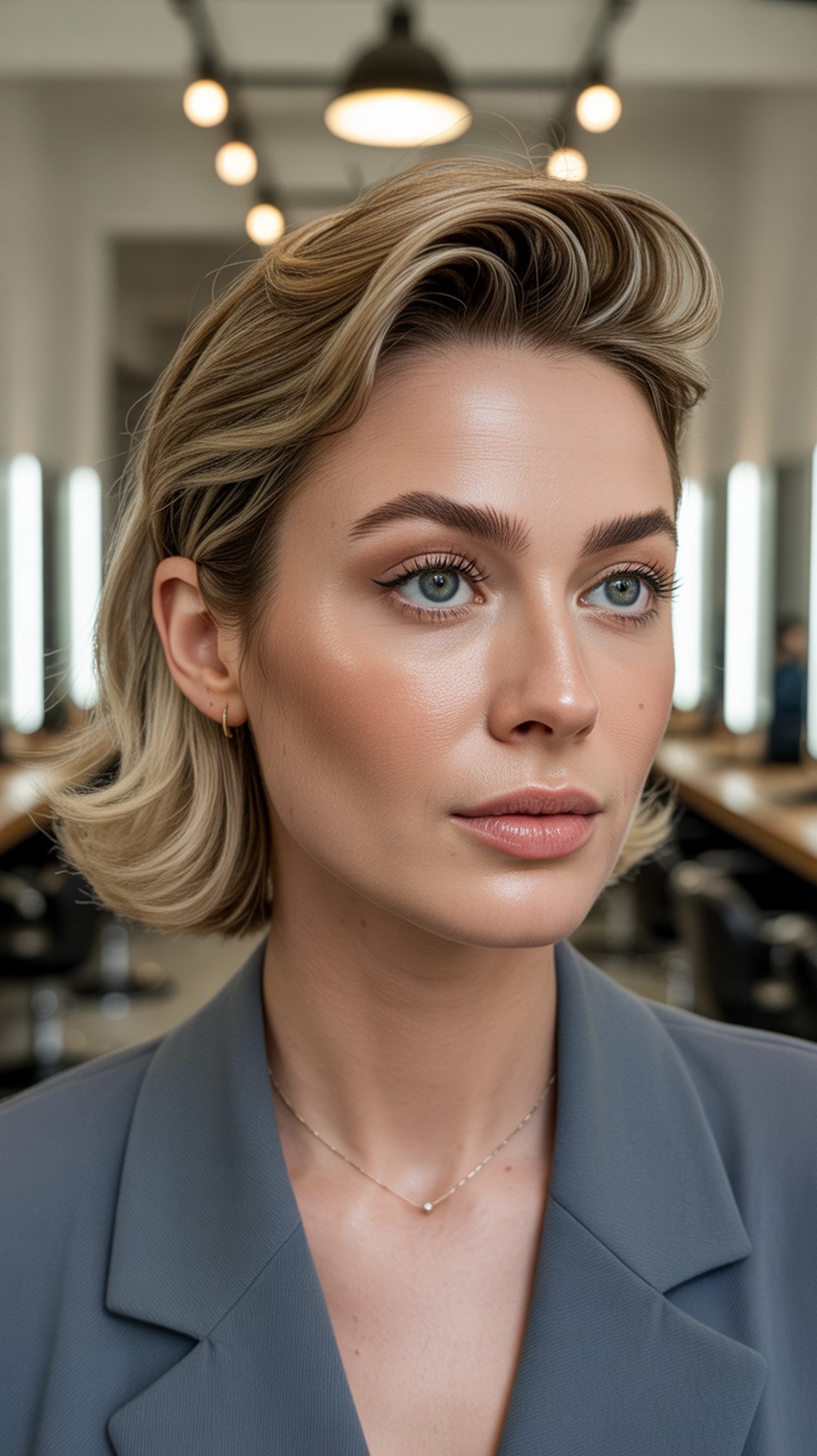 Textured Mid Length Cut with Side Part