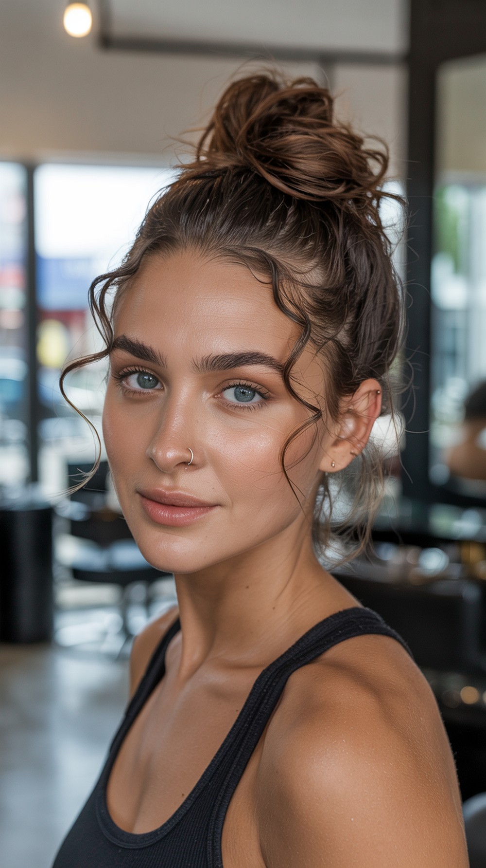 Top Knot with Face Tendrils
