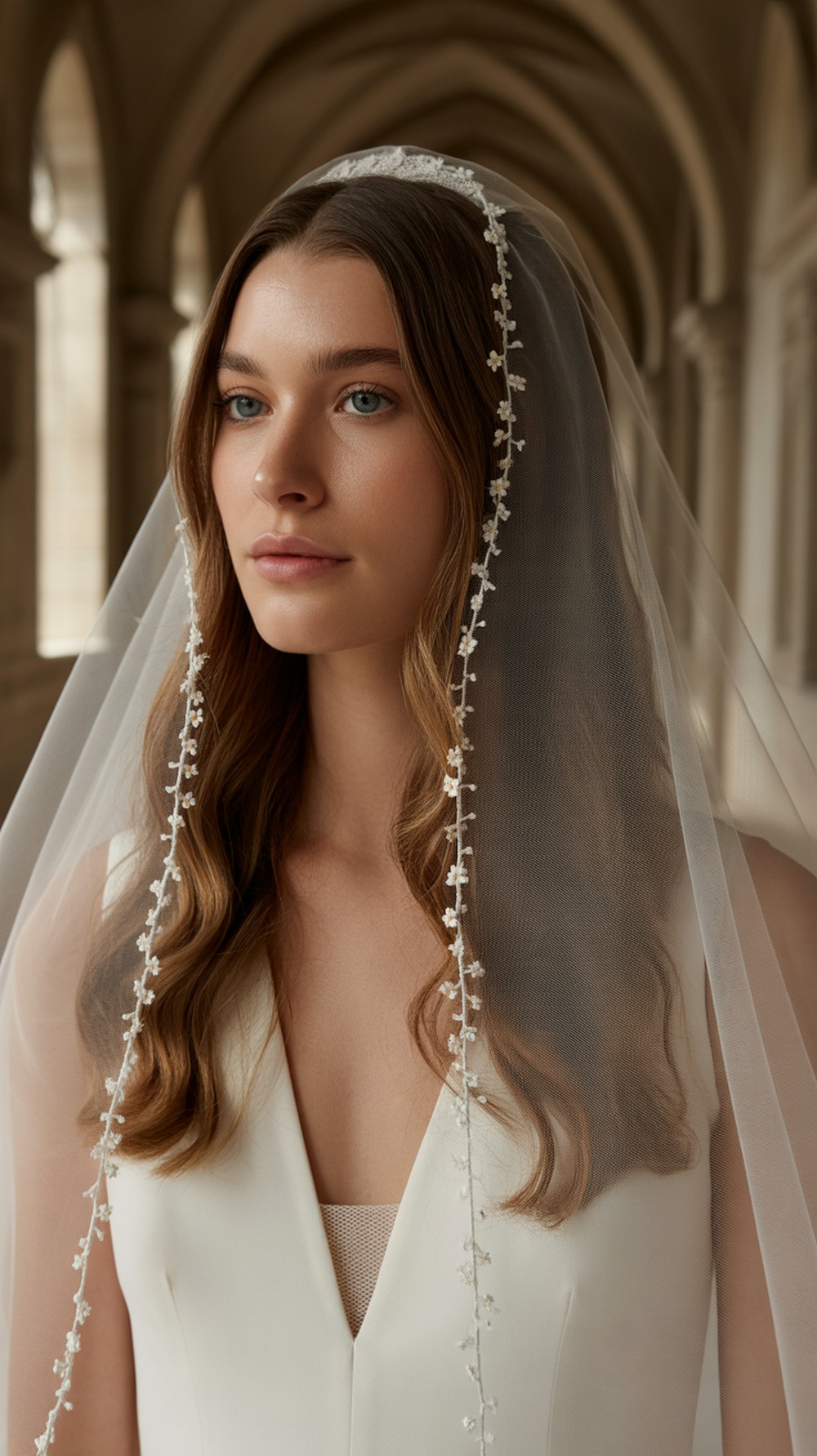 Veil Ready Half Up Waterfall Florals