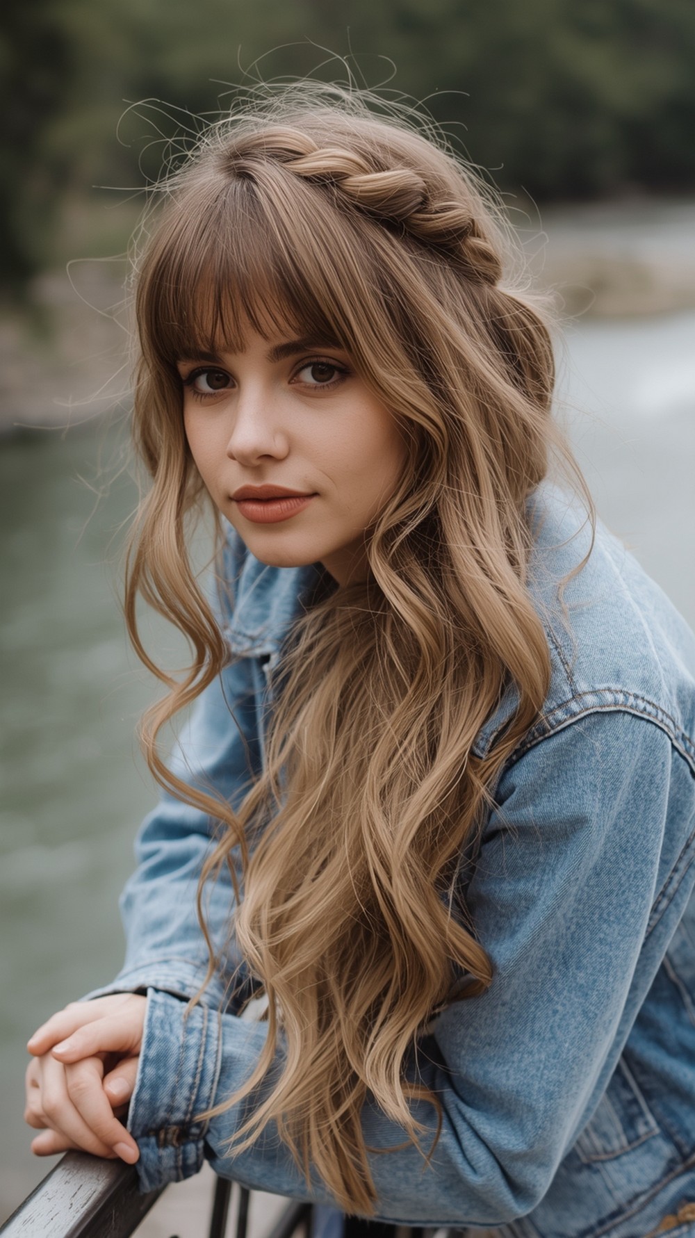 Boho Side Braid with Curtain Bangs