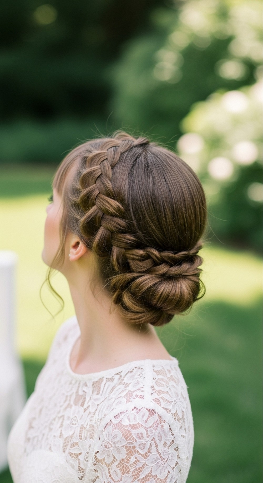 Braided Crown into Low Bun