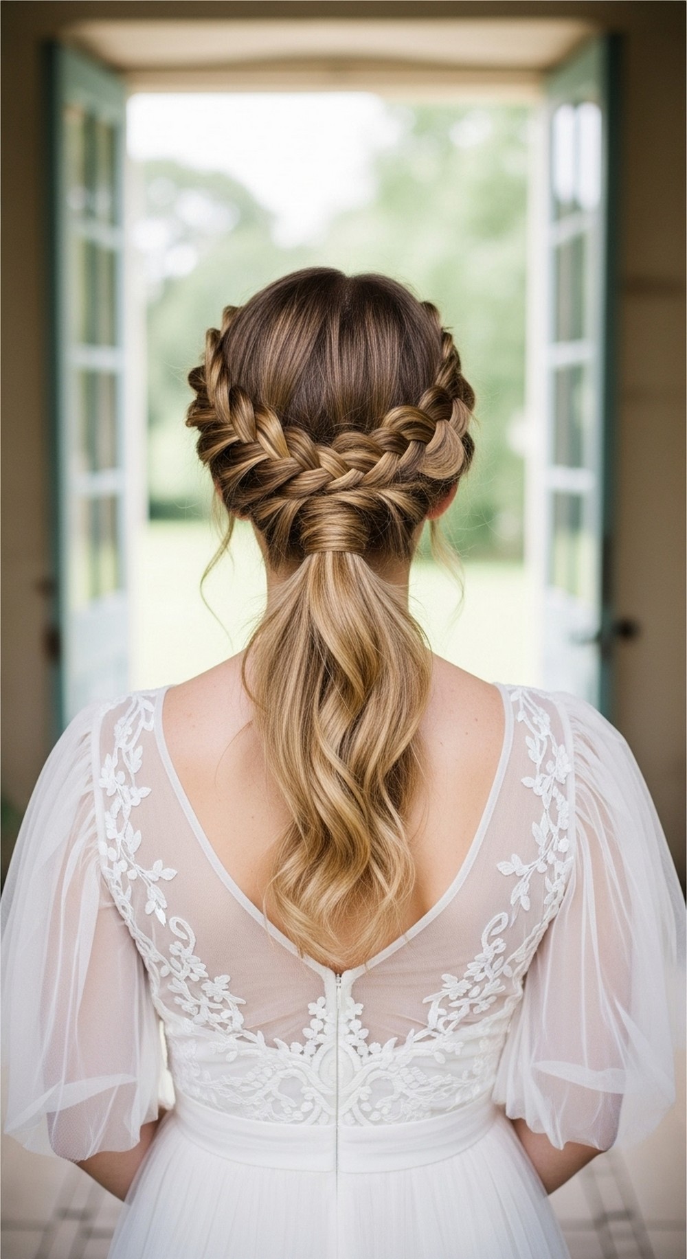 Braided Crown into Messy Pony