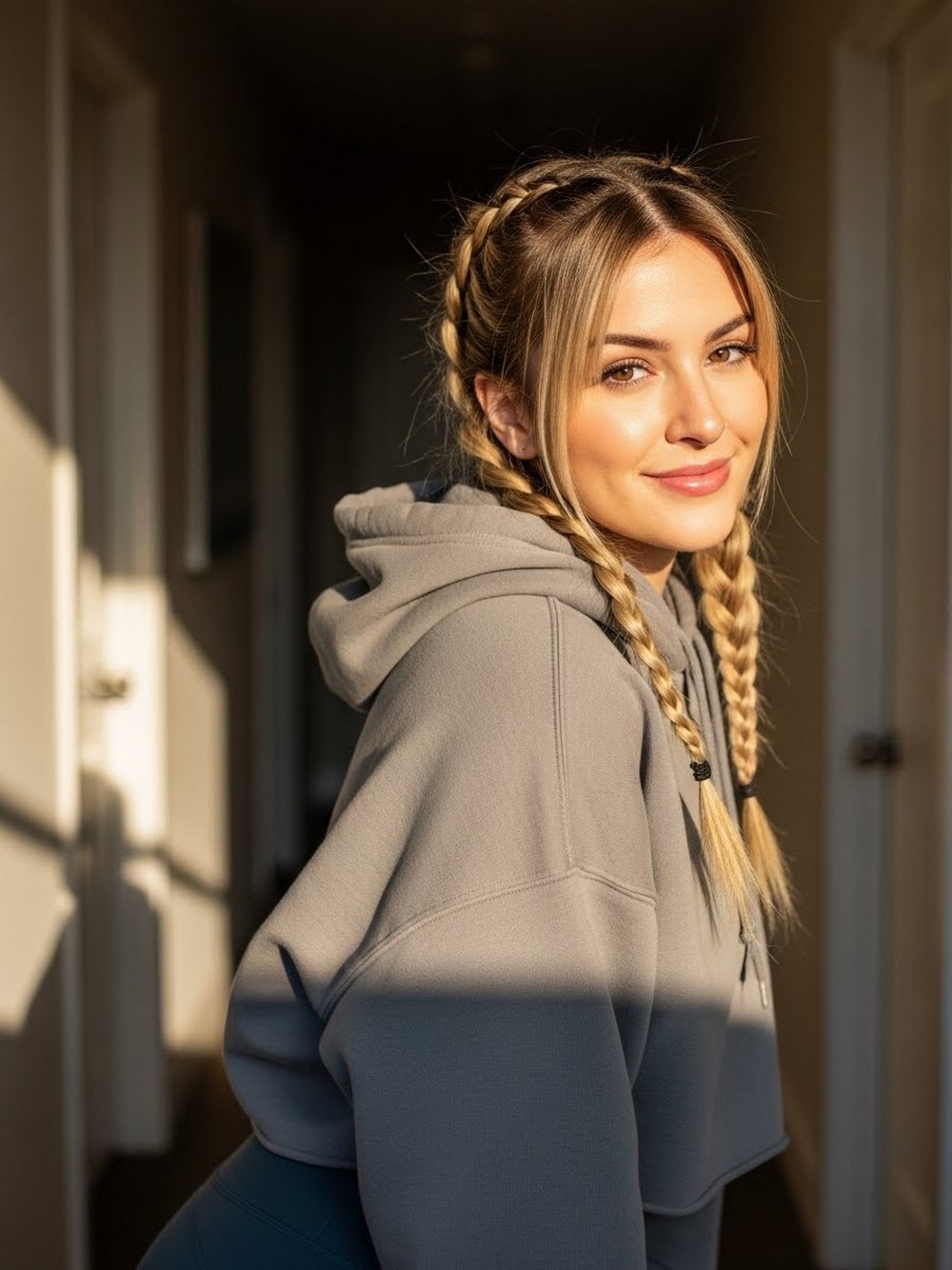 Braided Sides with Soft Frost Curtain Bangs