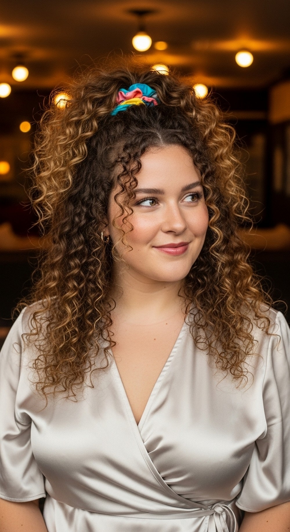 Curly Pineapple with Satin Scrunchie
