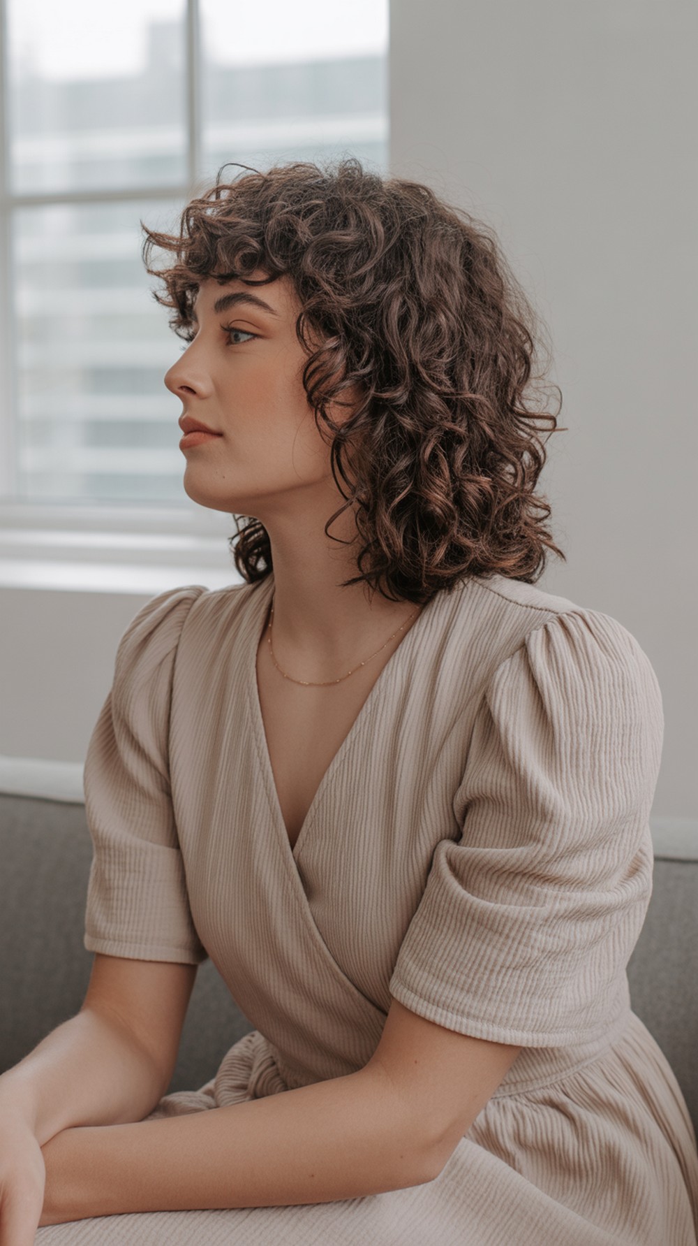 Curly Side Part with Soft Stretch