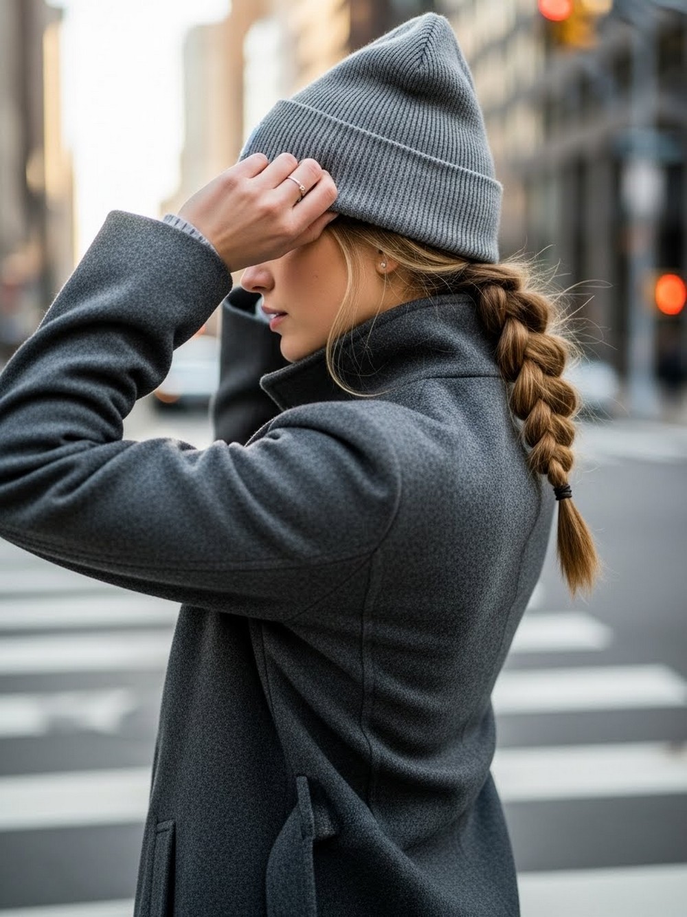 French Braid with Hat-Friendly Low Knot