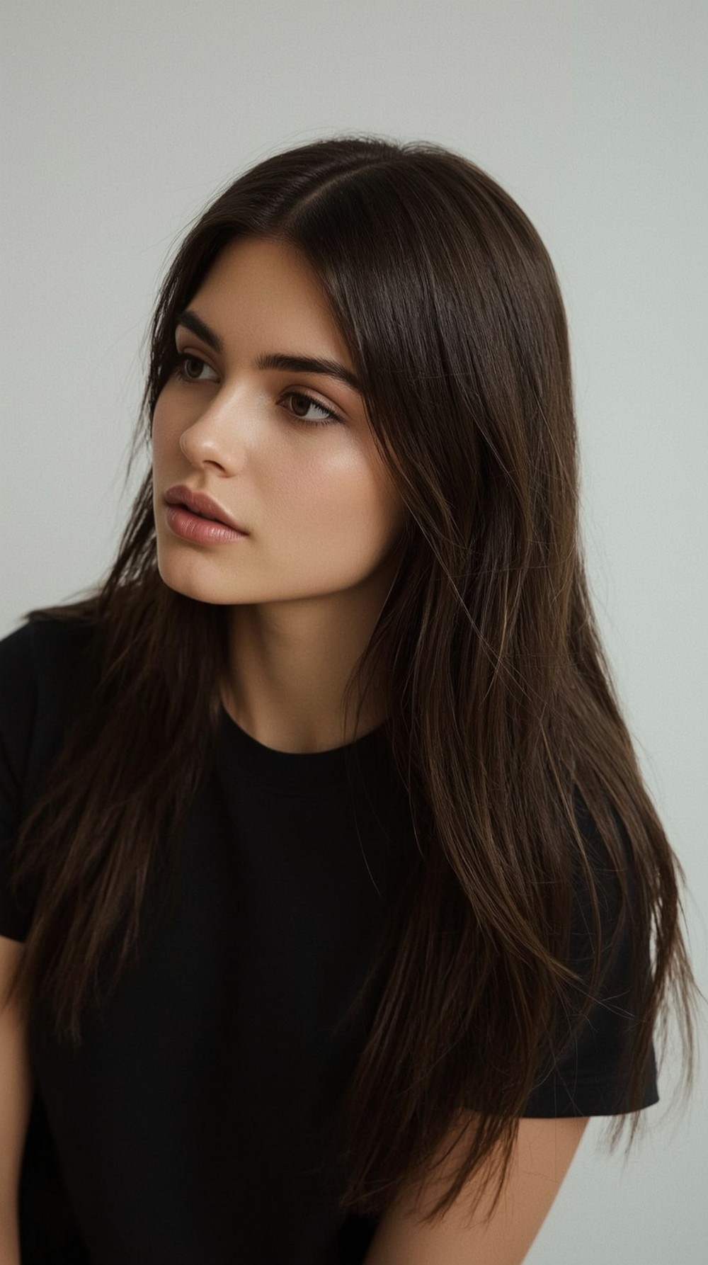 Glass-Sleek Middle Part