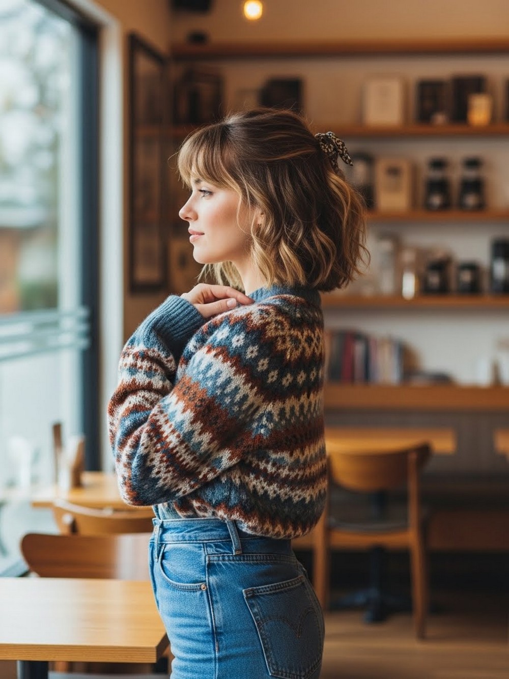 Half-Up Winter Wavy Lob
