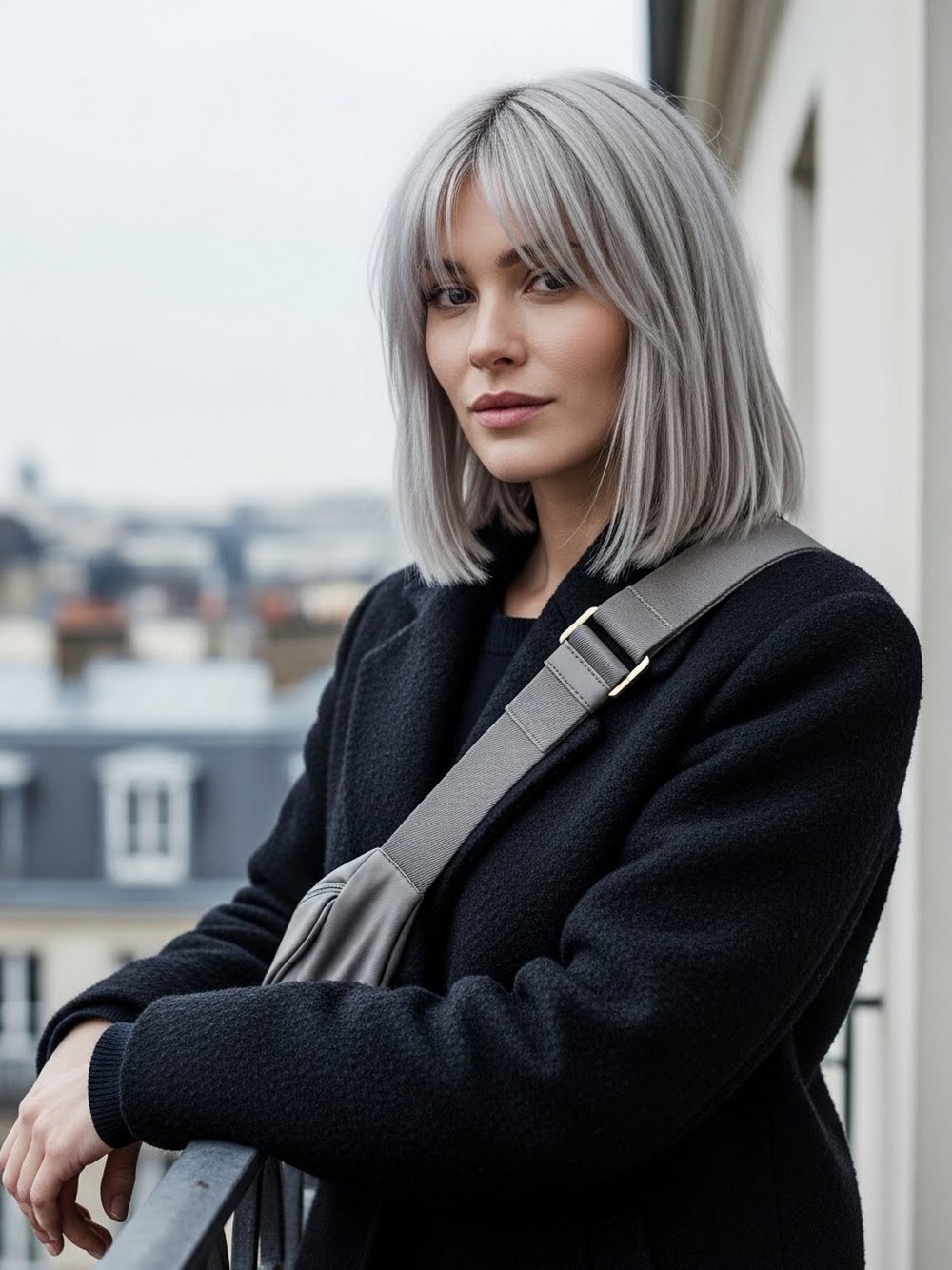 Icy Lob with Curtain Bangs