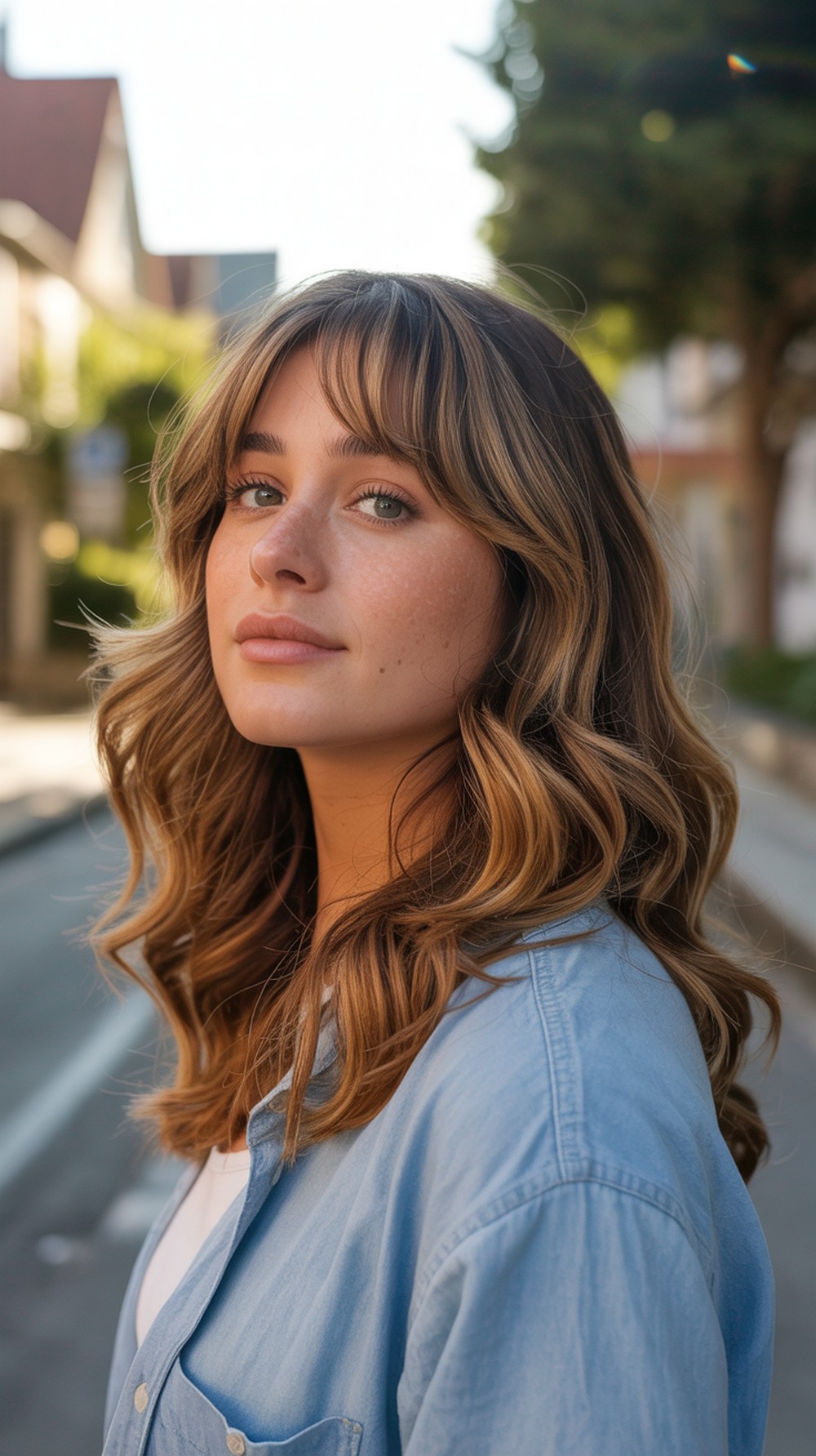 Lived-In Balayage Waves with Curtains