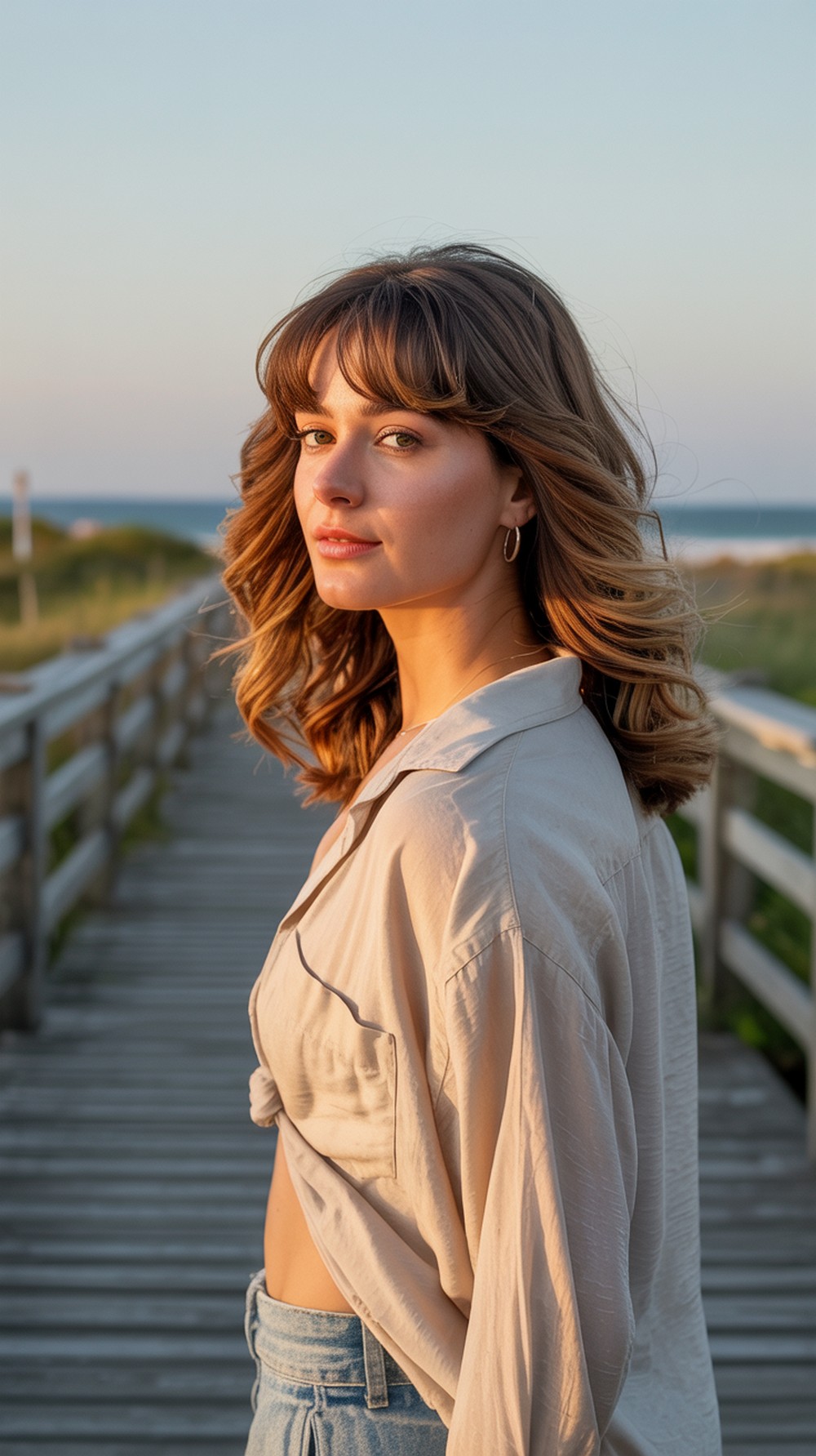 Long Curtain Fringe with Beach Waves