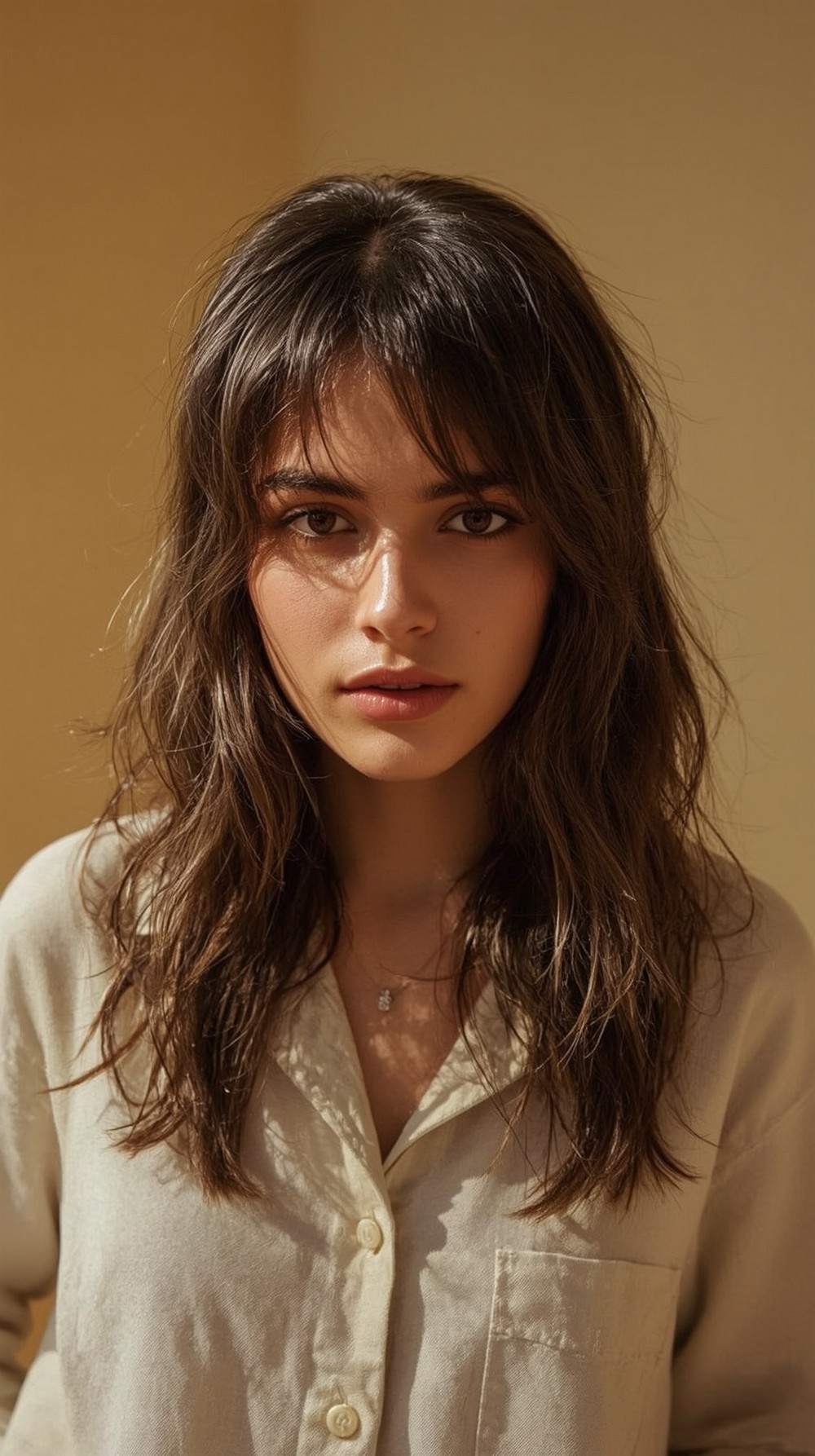 Long Waves with Curtain Bangs