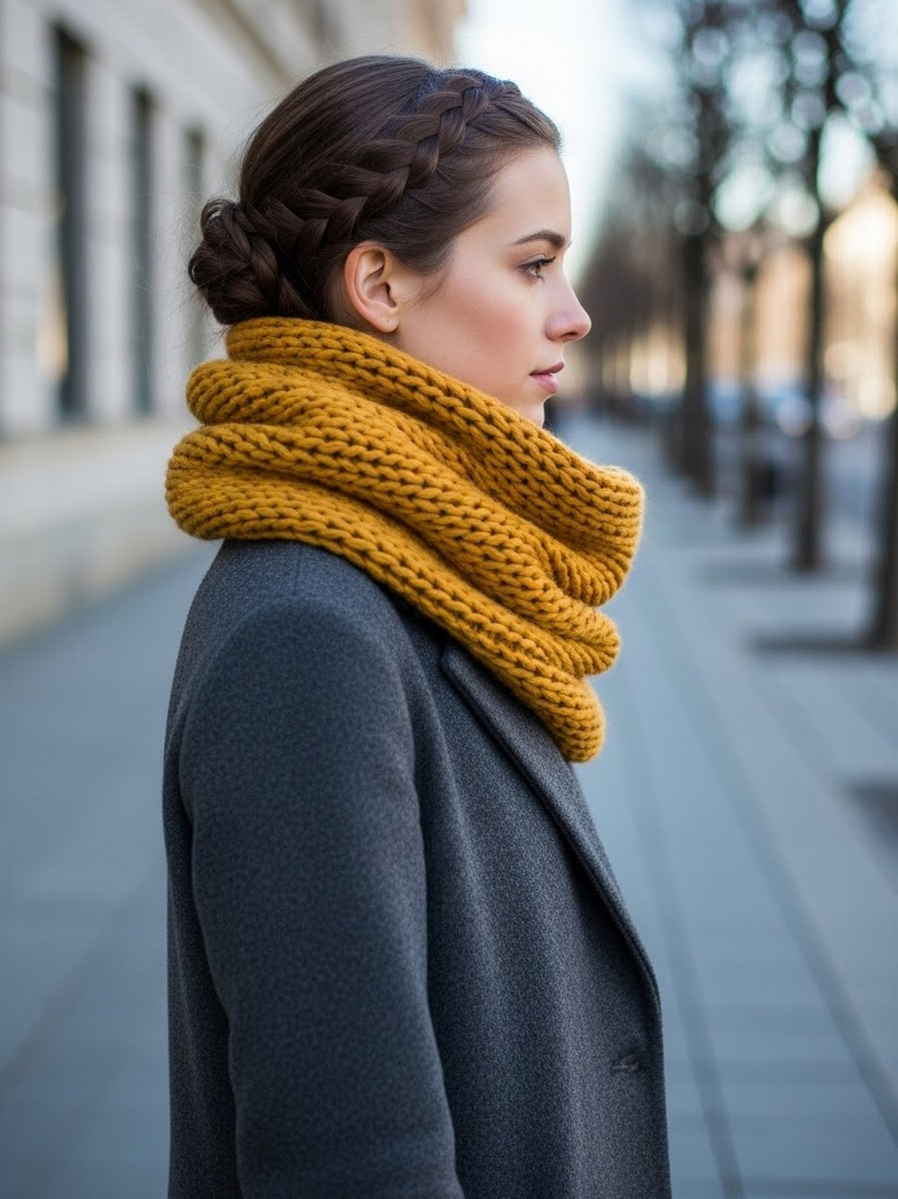 Low Nape French Braid for Scarves