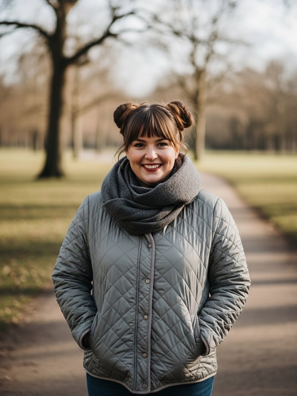 Low Space Buns with Curtain Bangs
