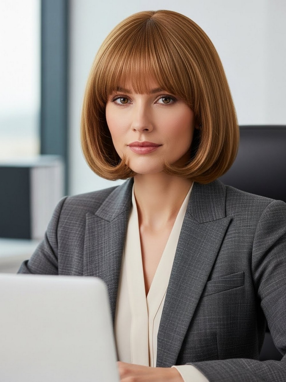 Rounded Layered Bob with Light Bangs