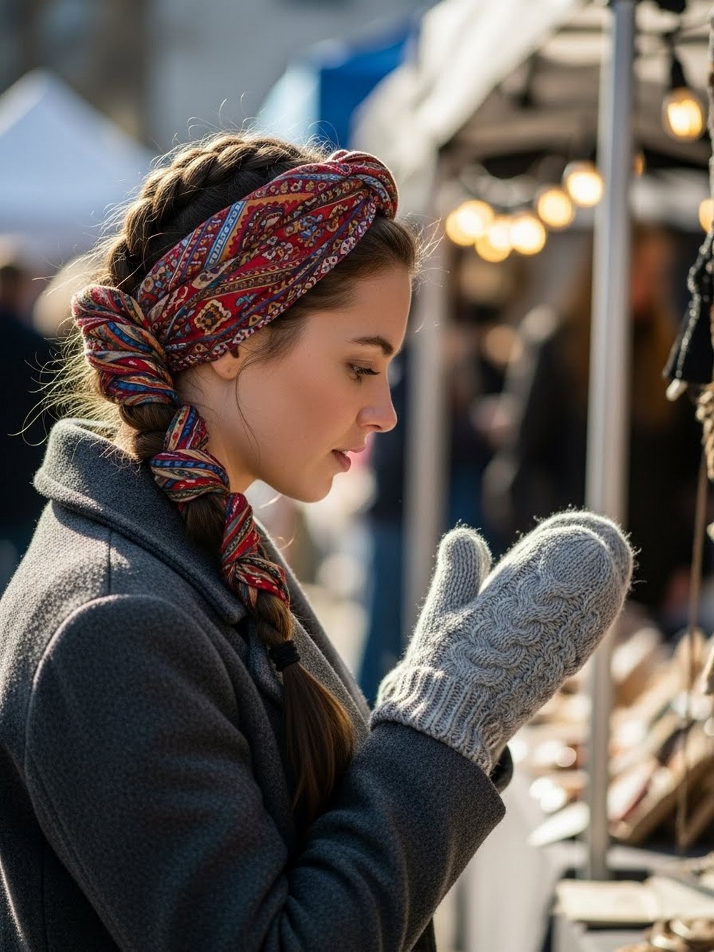 Scarf-Wrapped French Braid