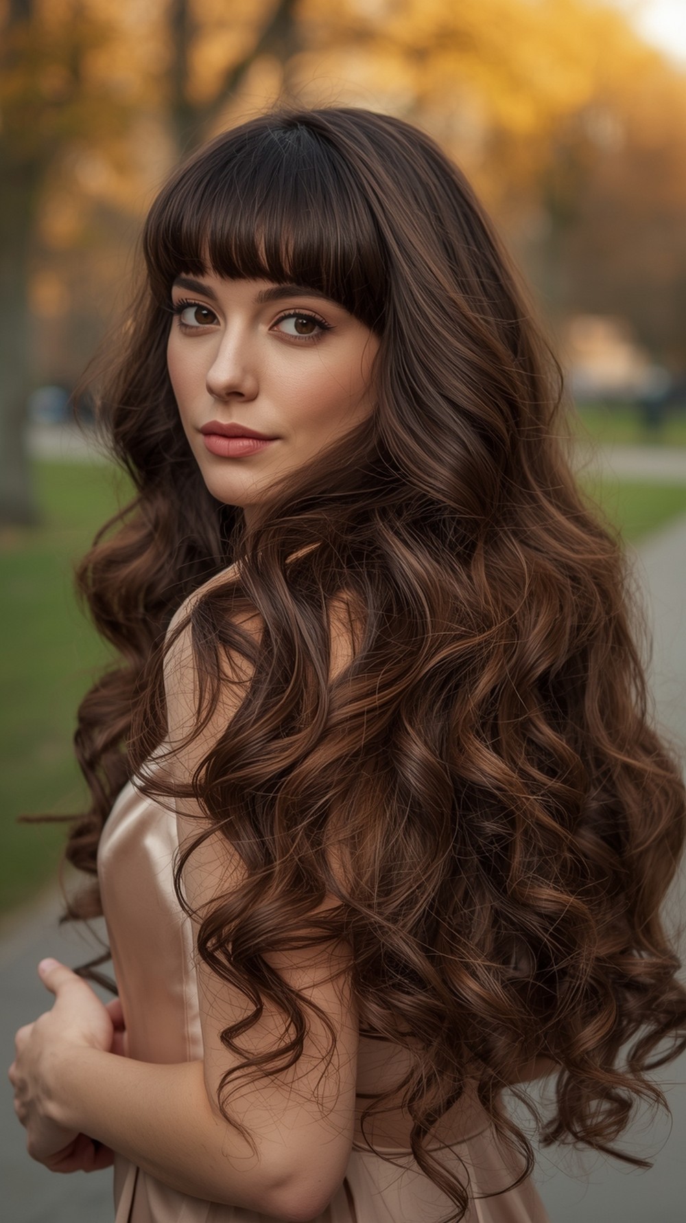 Side-Swept Bangs + Big Curls