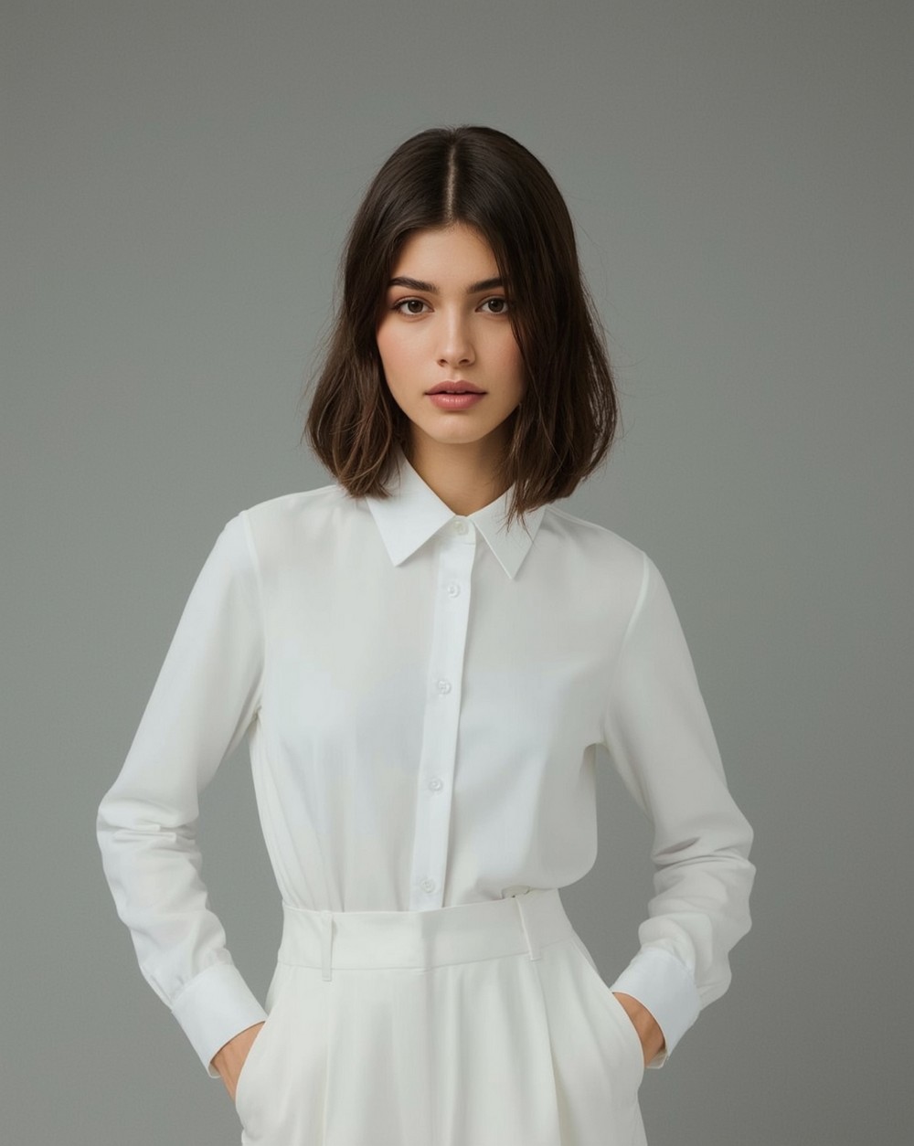 Sleek Box Bob with Center Part