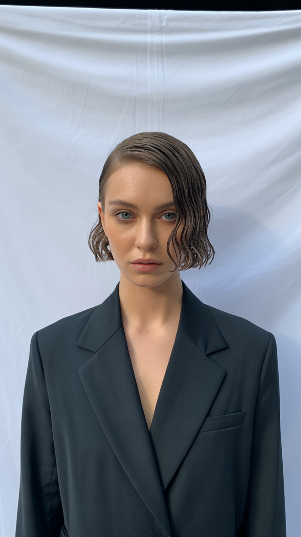 Slicked-Back Wet-Look Bob