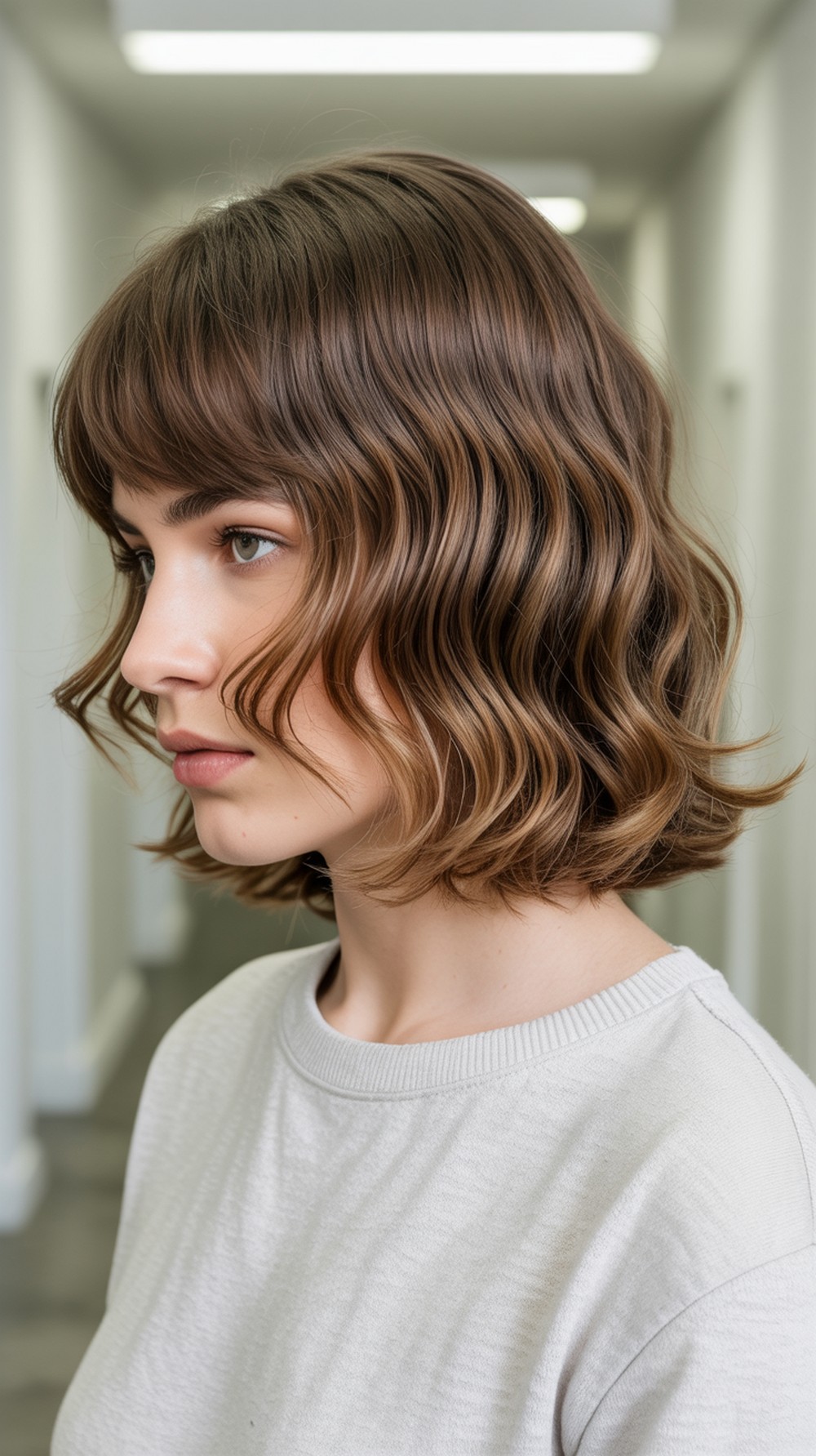 Textured U-Cut with Curtain Bangs