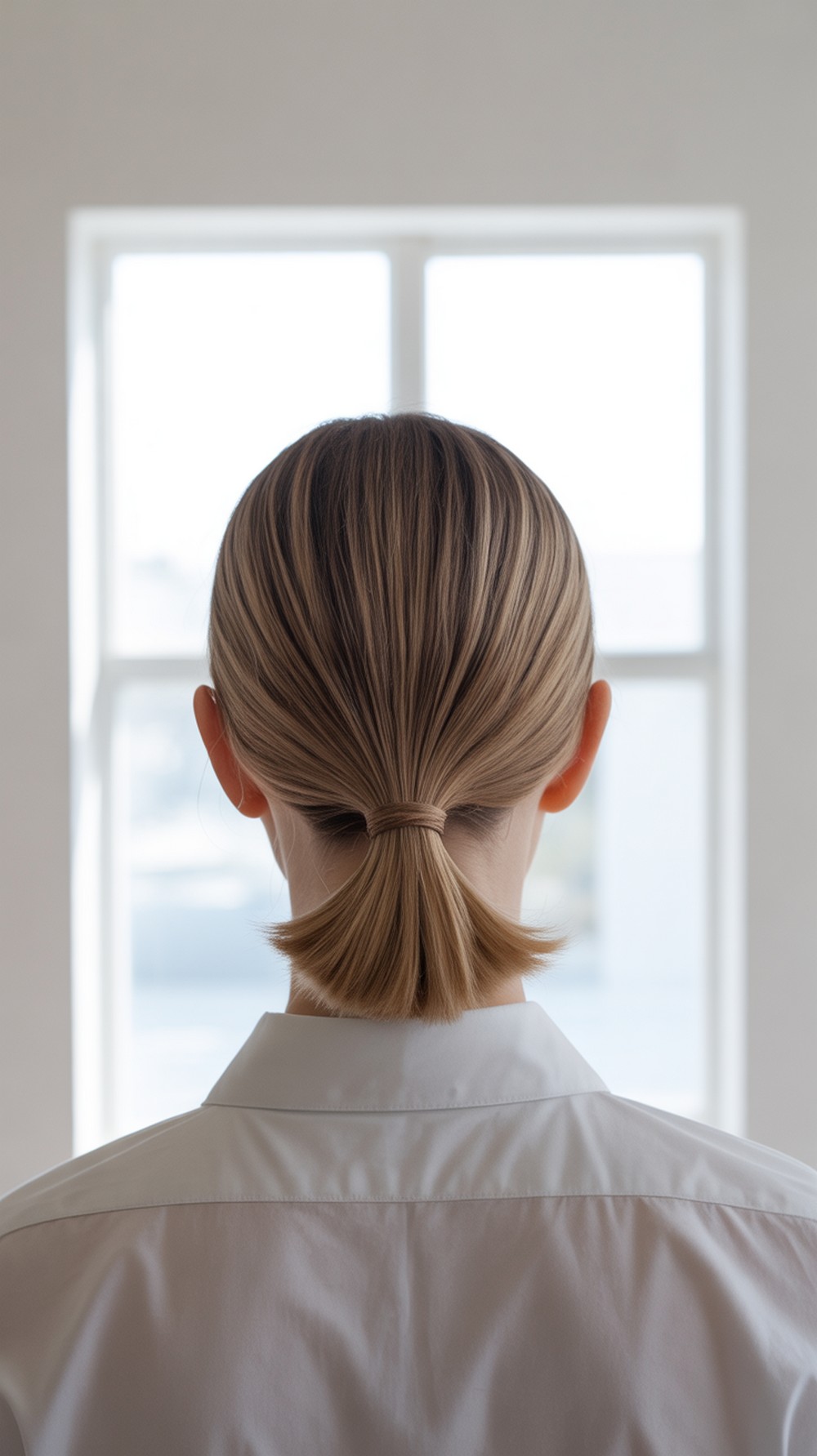 Tucked Pony with Clean Center Part
