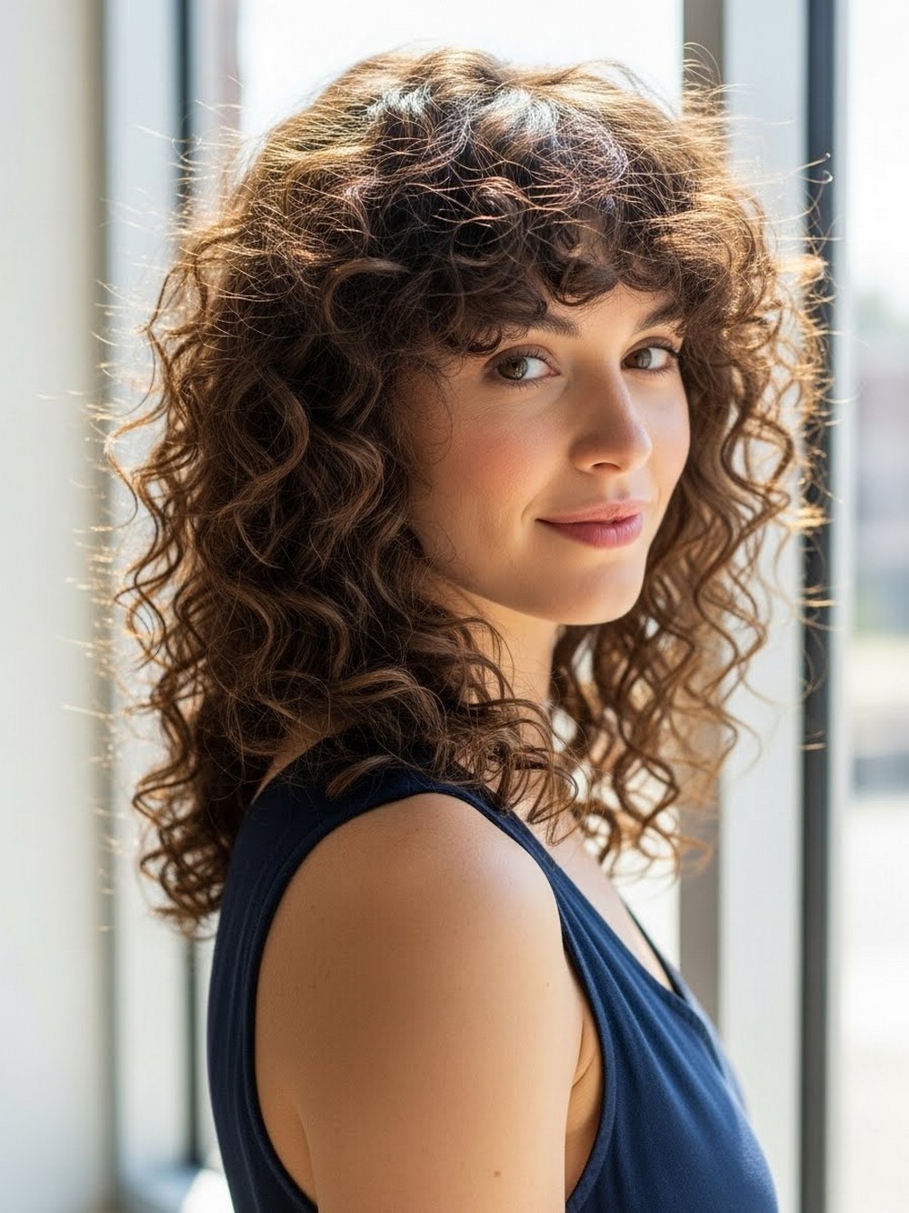 Curly Long Shag With Curly Bangs