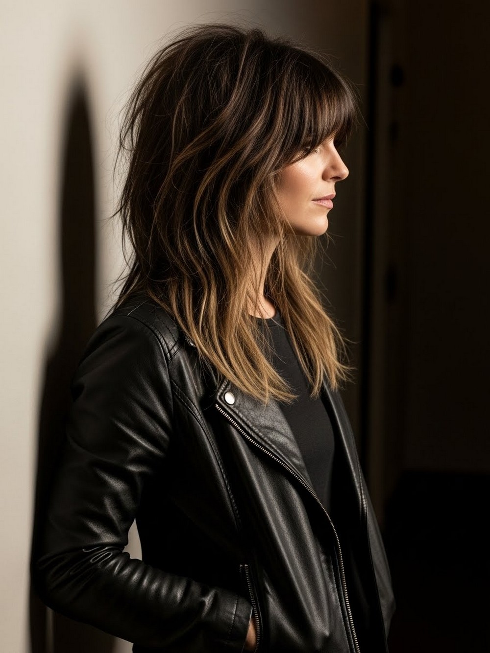 Long Wolf Cut Shag With Bangs