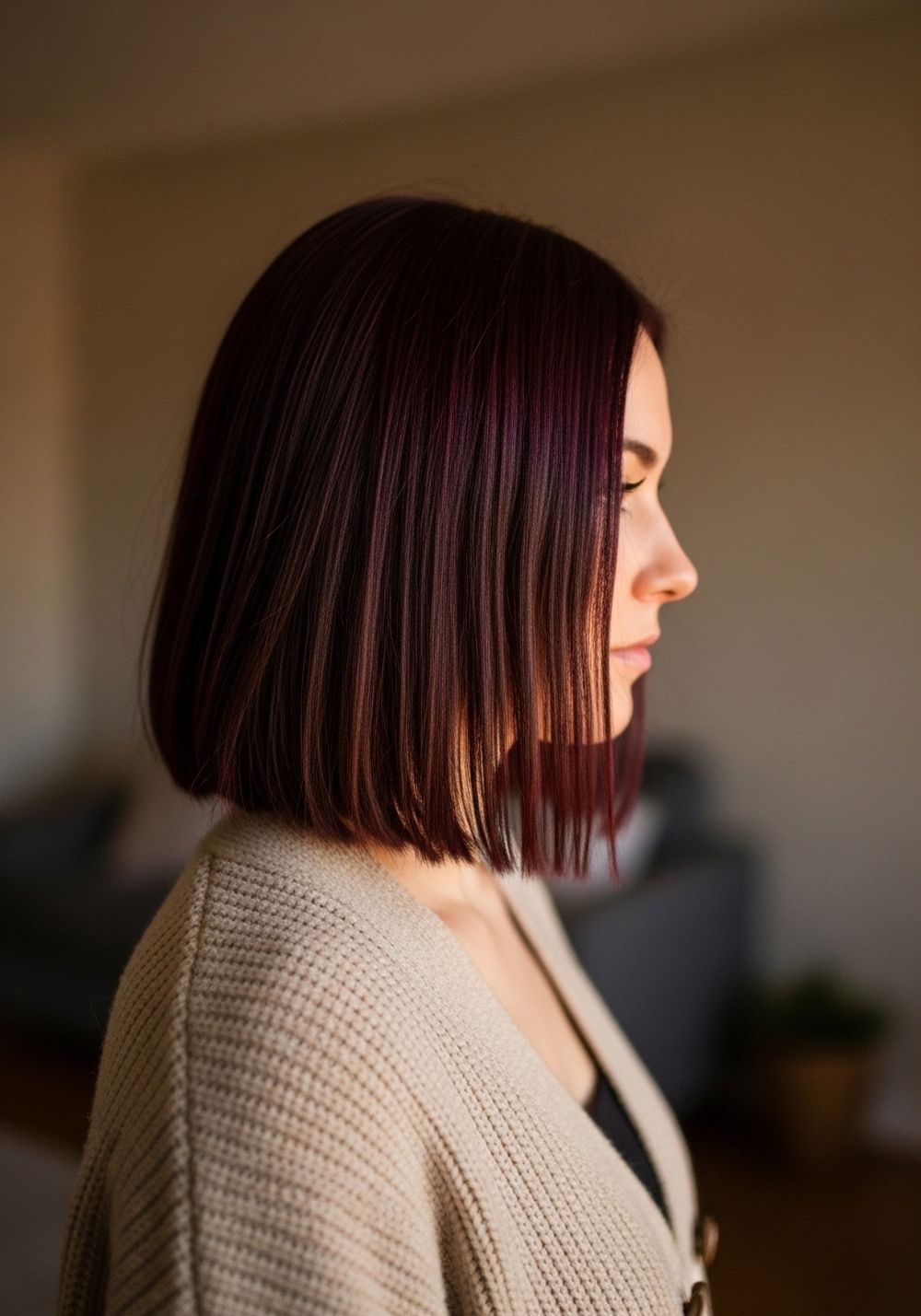 Burgundy Black Melt for Sleek Long Hair