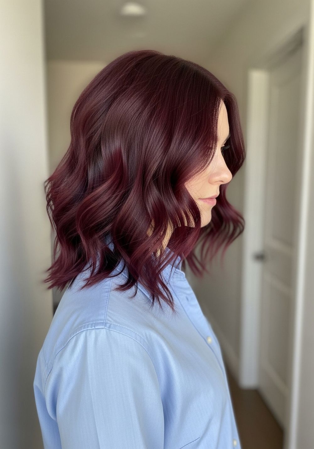Velvet Burgundy Balayage on Brown Hair