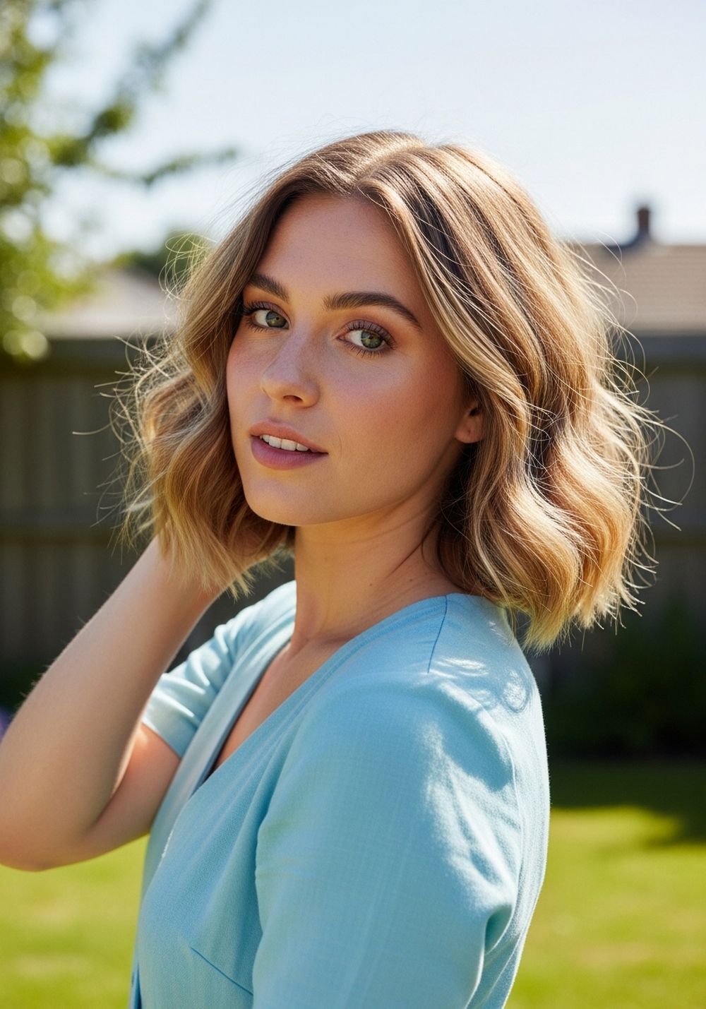 Beachy Wave Blunt Lob Soft Bend Hairstyle