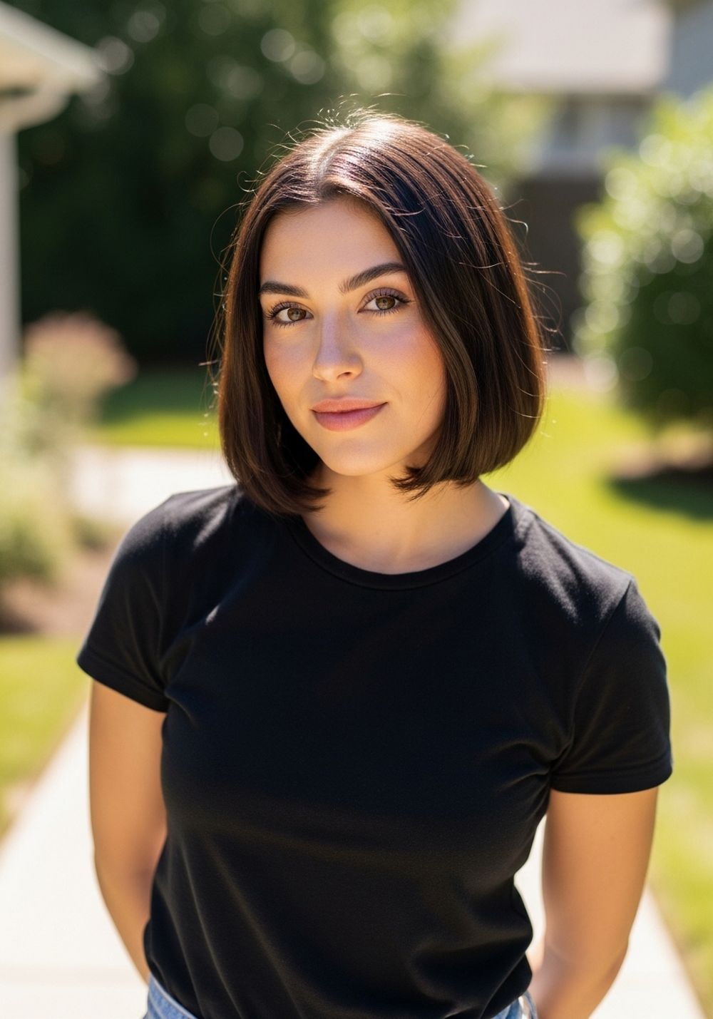 Chin-Skimming Sleek Round Bob Hairstyle