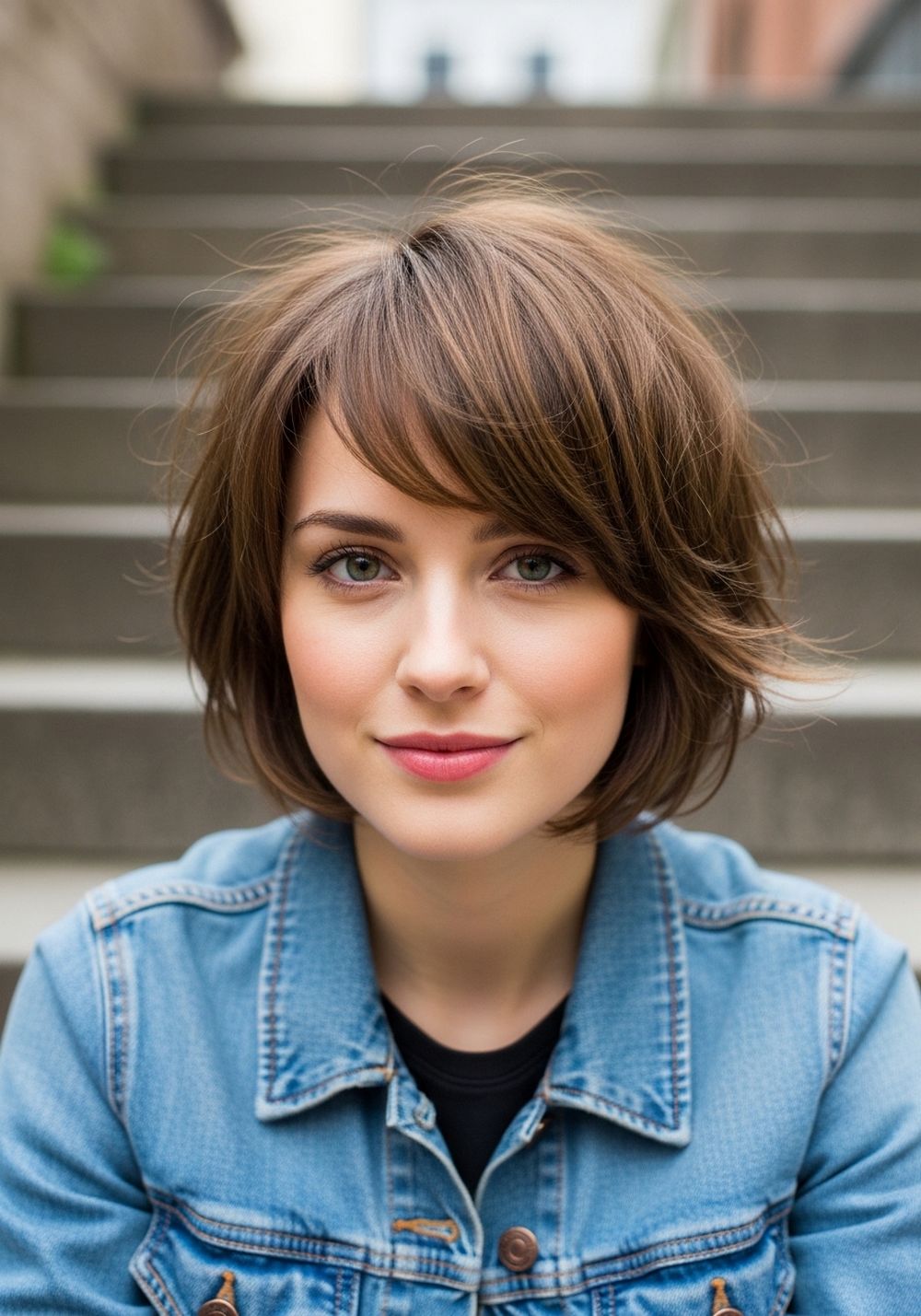 Choppy Textured Multi Layers with Side Bang Hairstyle