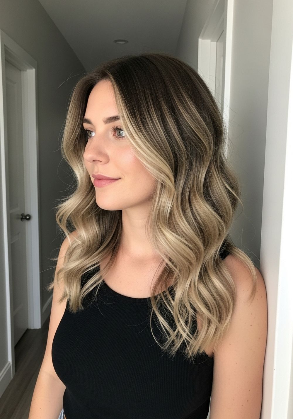 Half-Up Ashy Bronde Melt Waves