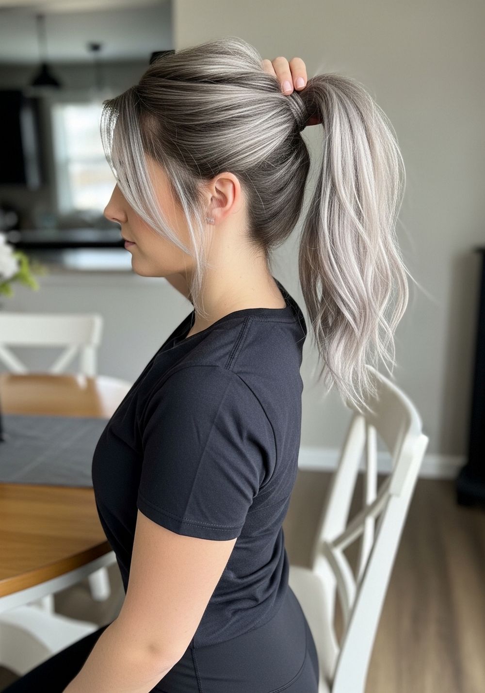 High Ponytail Ashy Bronde Melt