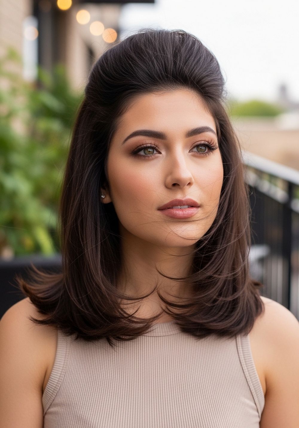 High-Volume Crown Butterfly Layers Blowout Hairstyle