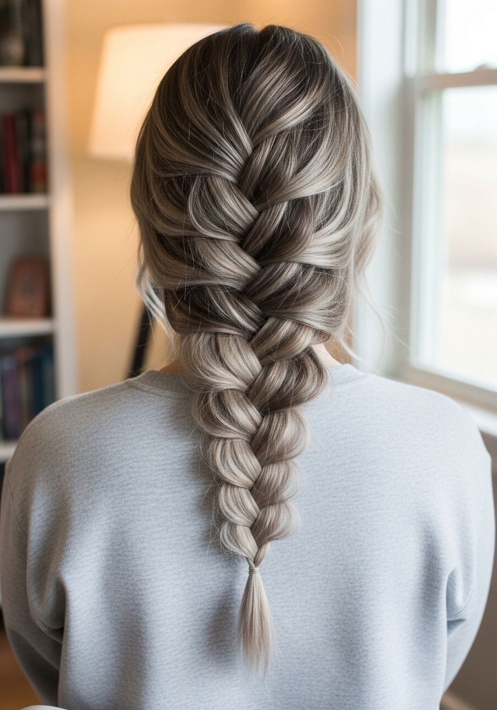 Loose Side Braid Ashy Bronde Melt