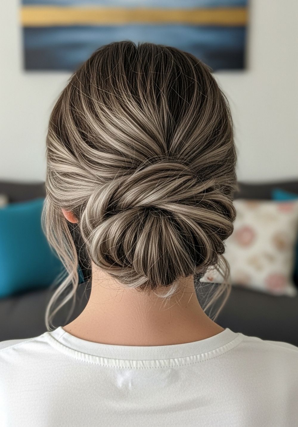 Low Bun Lived-In Ashy Bronde Melt