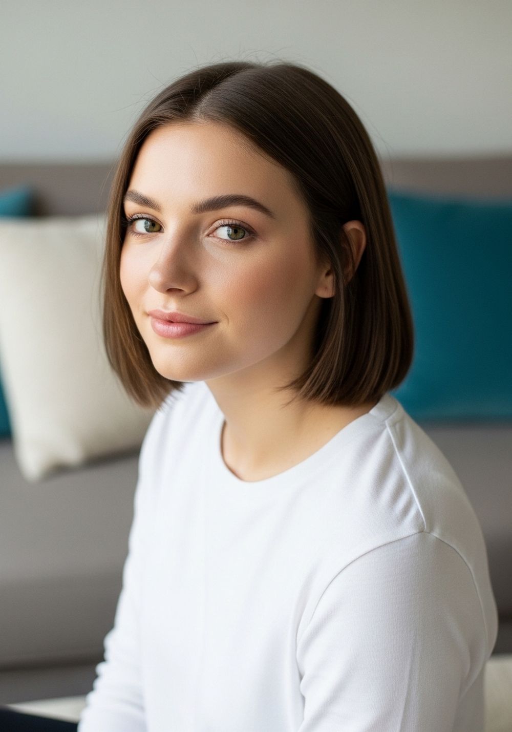 Low-Volume Blunt Lob Soft Bend Hairstyle
